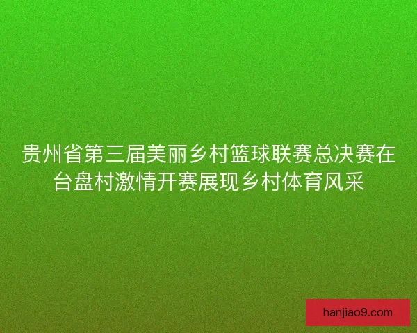 贵州省第三届美丽乡村篮球联赛总决赛在台盘村激情开赛展现乡村体育风采