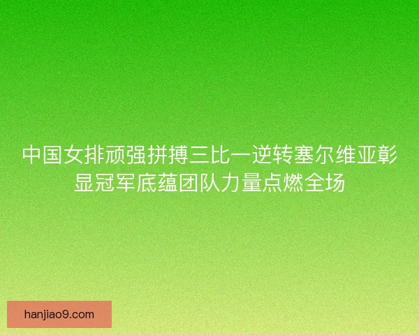 中国女排顽强拼搏三比一逆转塞尔维亚彰显冠军底蕴团队力量点燃全场